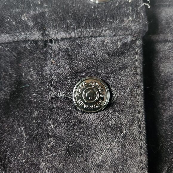 Kate Spade Broome Street Mini Skirt Black Velvet A-Line Button Front Size 16 - Picture 5 of 8